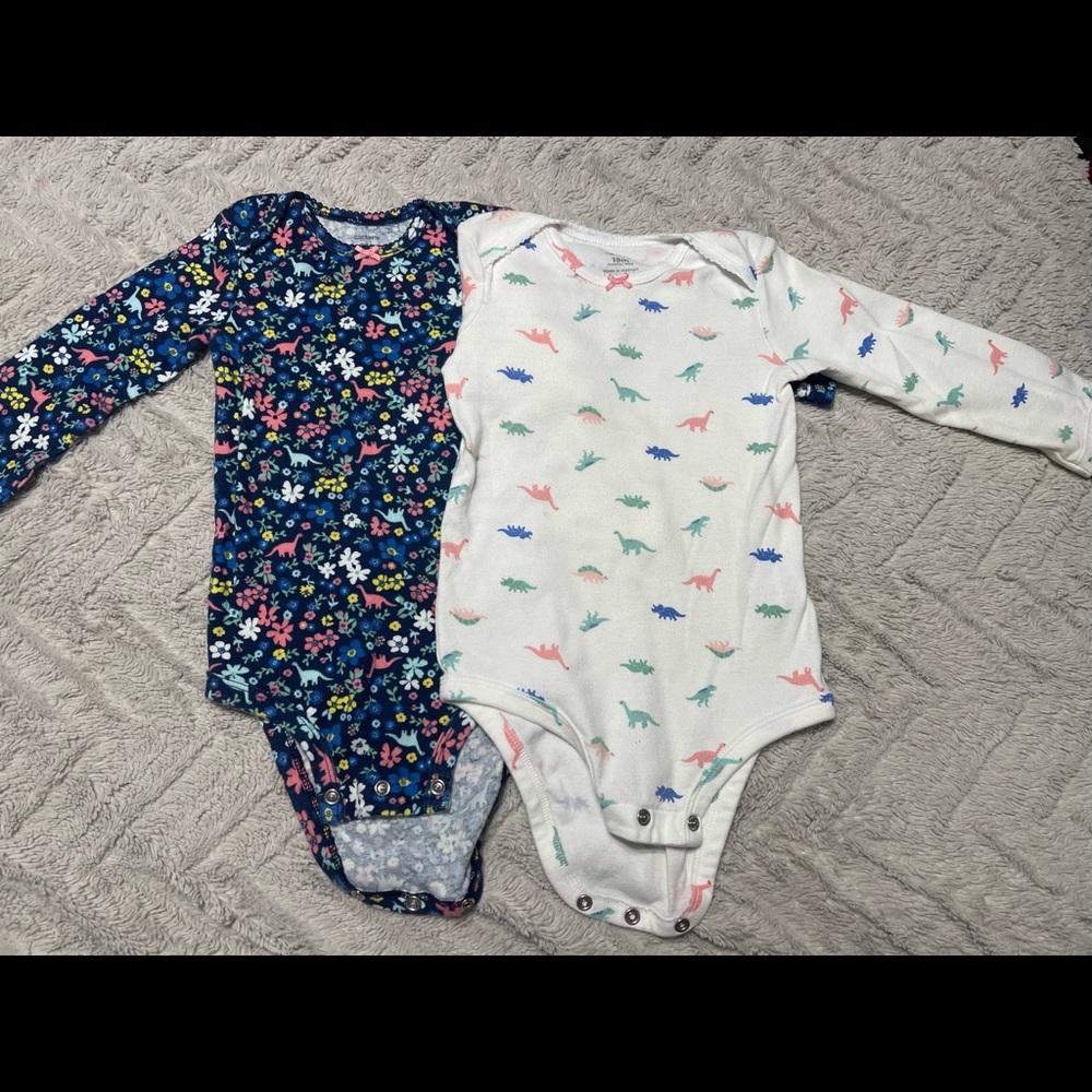 Carters 18 month long sleeve dinosaur onesies.